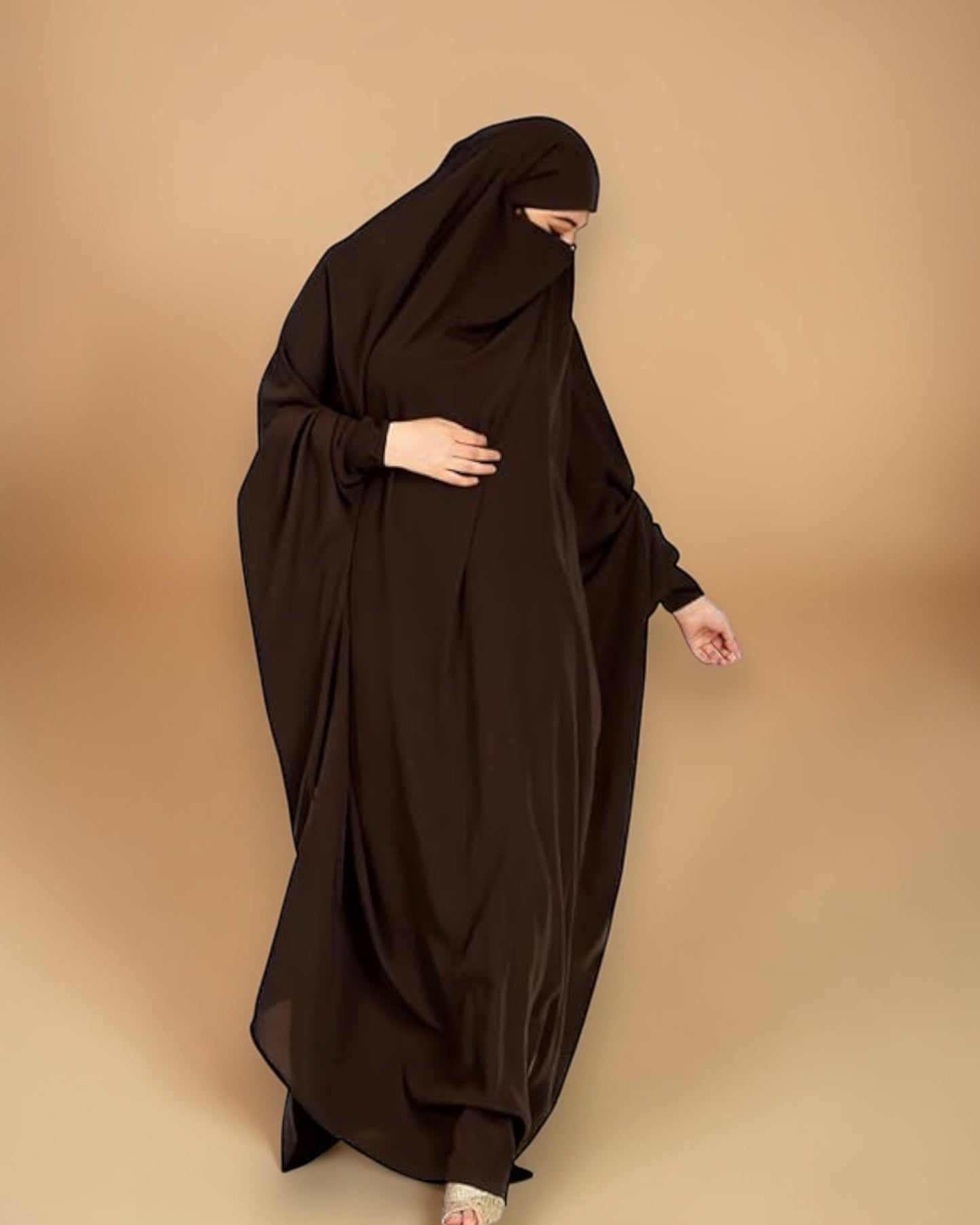 Full Length- Single Piece Jilbab With Adjustable Mouthpiece in Firdaus Fabric