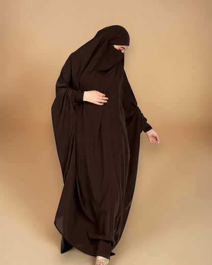 Full Length- Single Piece Jilbab With Adjustable Mouthpiece in Firdaus Fabric