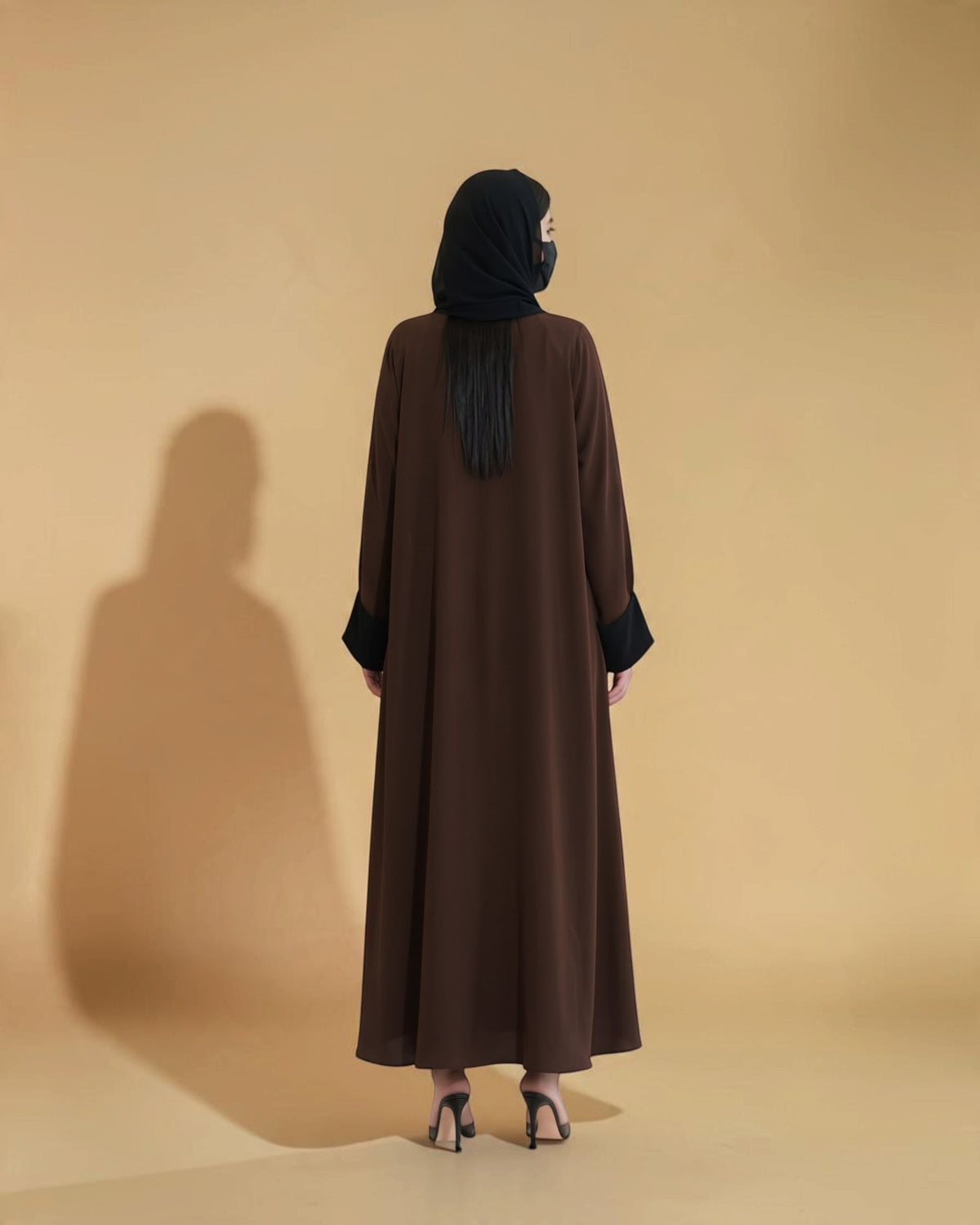 Elegant Double-Breasted Coat Style Abaya with Contrast Collar