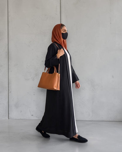 Open Abaya Shrug with Hijab & Optional Inner | open-abaya-shrug| Black