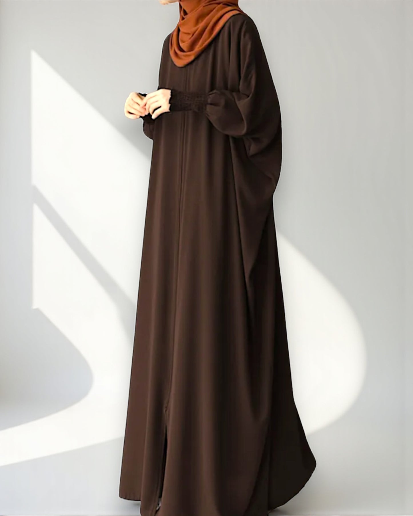 Front Open Kaftan Abaya in Premium Seltos Fabric with Full Zipper