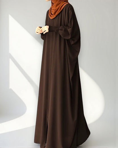 Front Open Kaftan Abaya in Premium Seltos Fabric with Full Zipper