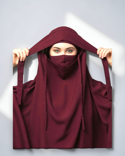 Full Length- Single Piece Jilbab With Adjustable Mouthpiece in Firdaus Fabric