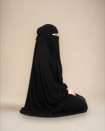 Full Length- Single Piece Jilbab With Adjustable Mouthpiece in Firdaus Fabric