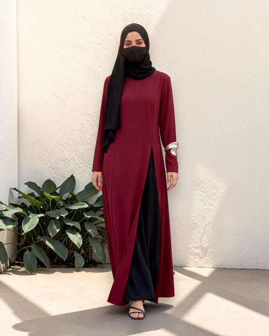 Mahram Long Top Set with Flared Palazzo