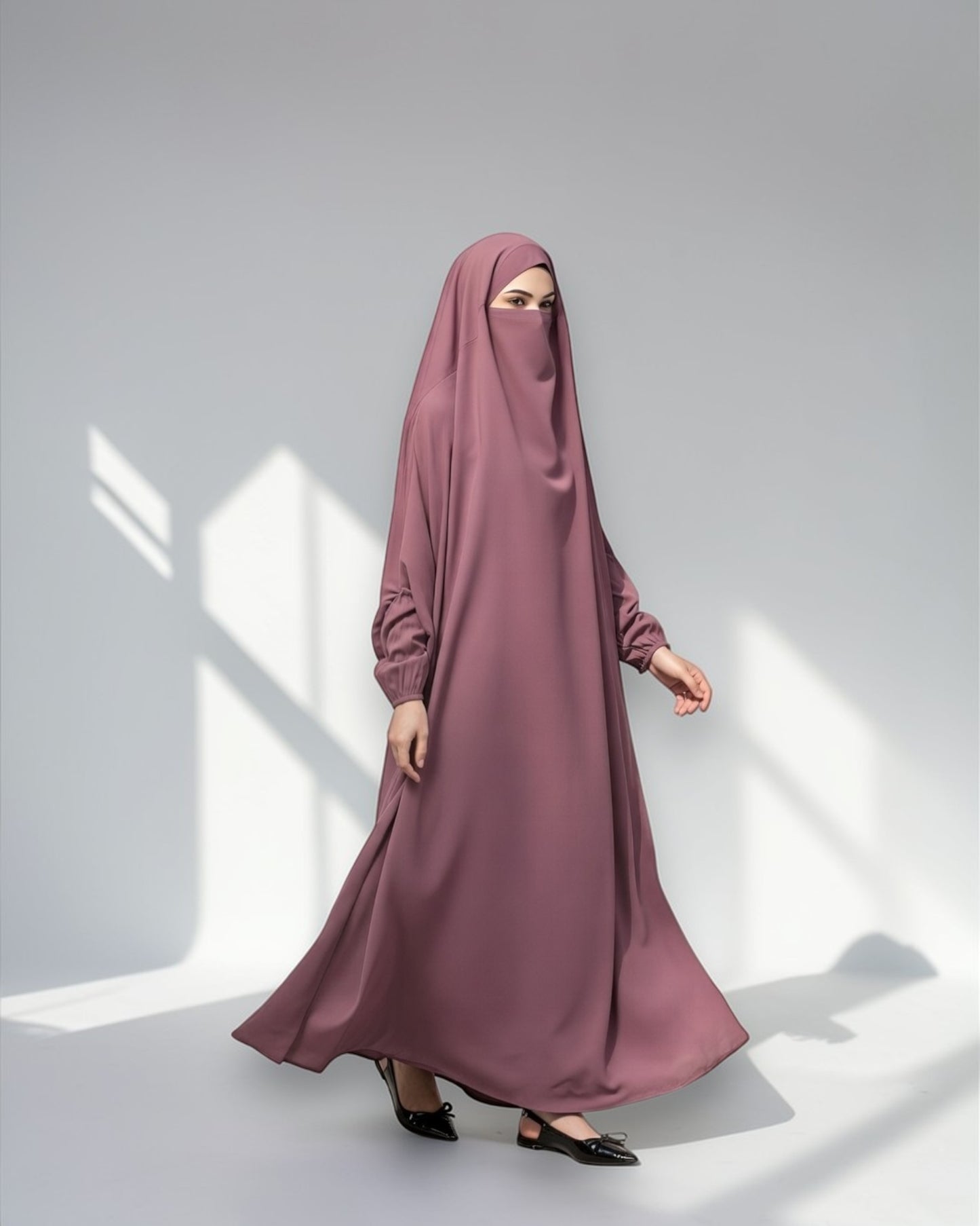 Full Length- Single Piece Jilbab With Adjustable Mouthpiece in Firdaus Fabric