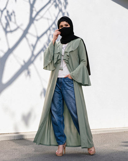 Layered Yoke Shrug for Abaya with Flared Bell Sleeves