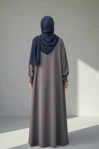 Front Open Abaya with Zipper Opening, Umbrella Flare and Matching Belt