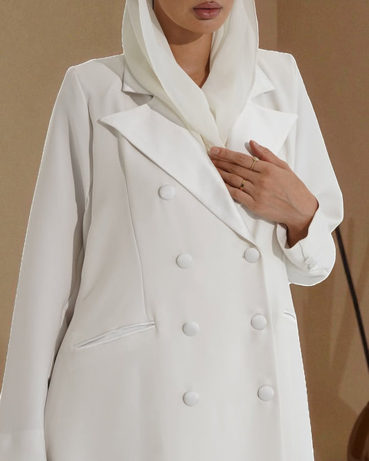 Elegant Double-Breasted Coat Abaya in Premium Prada Fabric