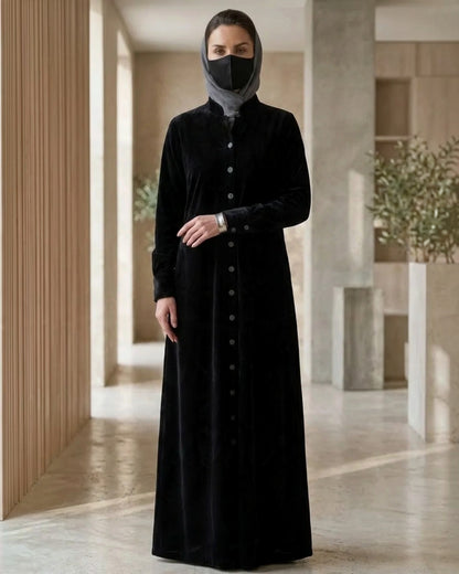 Elegant Winter Abaya with Tailored Cuffs