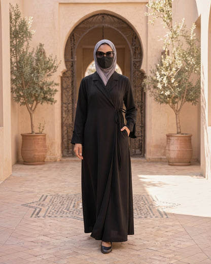 Mahram Blazer Abaya Online with Tie Ribbons