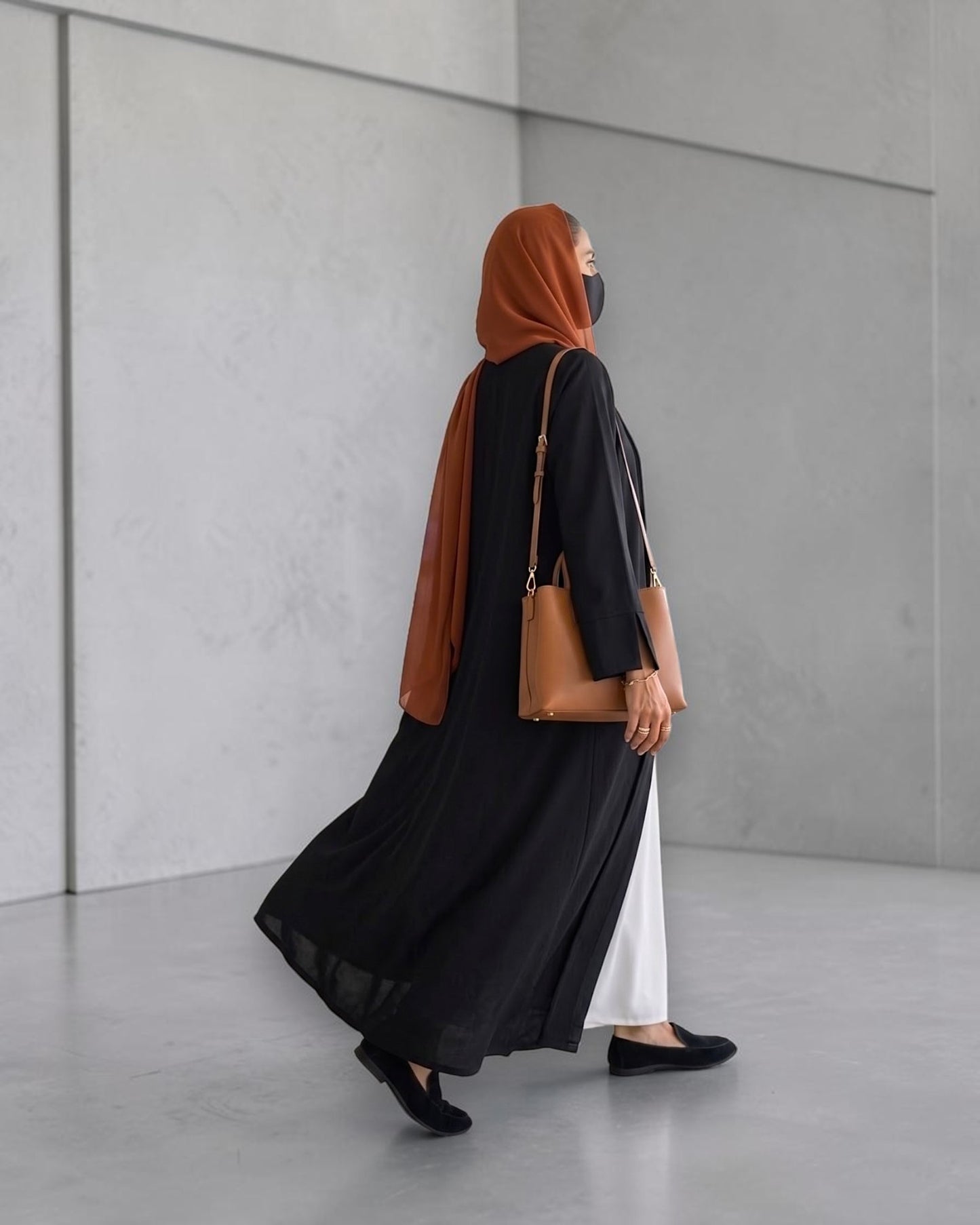 Open Abaya Shrug with Hijab & Optional Inner | open-abaya-shrug| Black