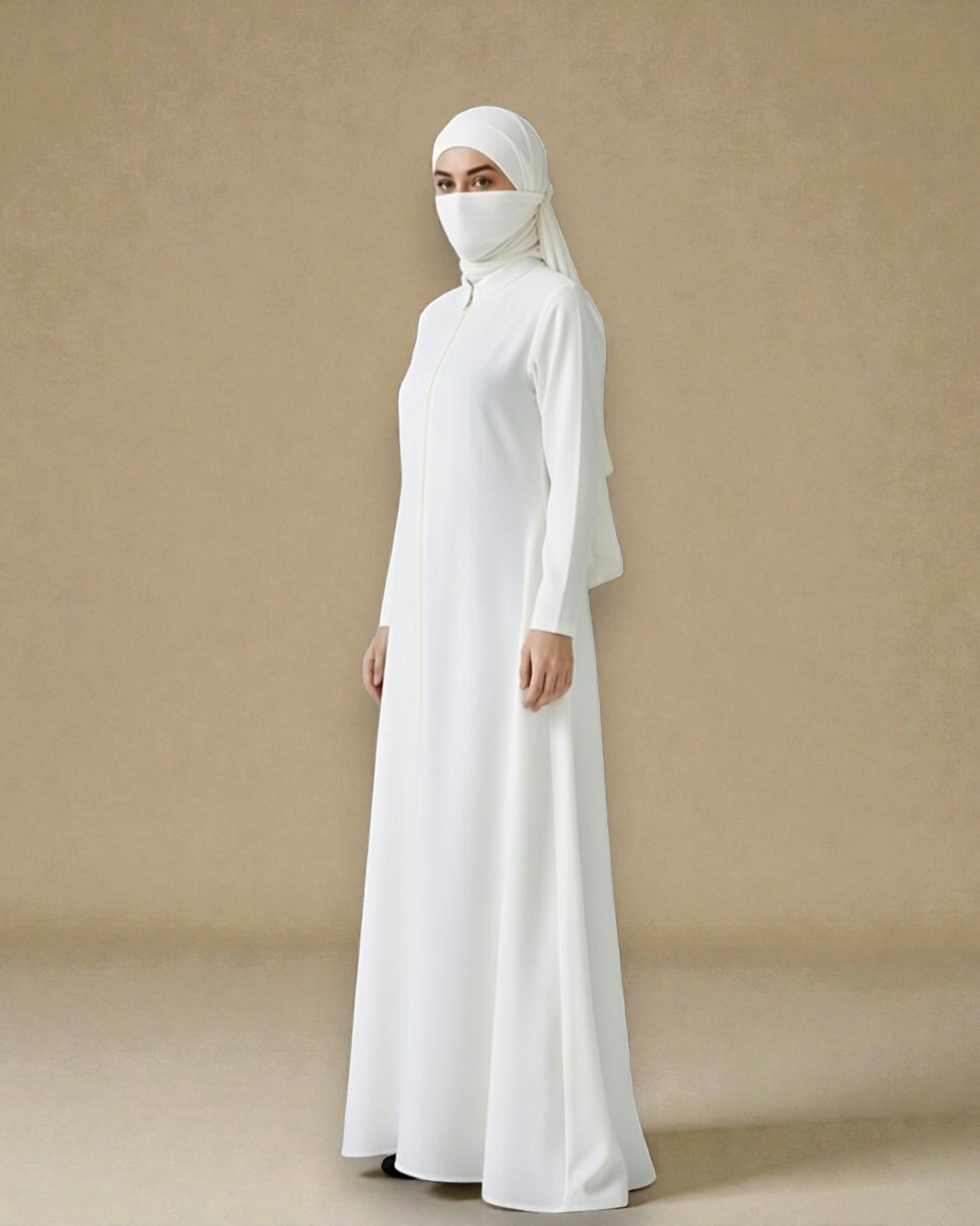 Elegant Front Open Abaya in Premium Firdaus Fabric with Full Zipper