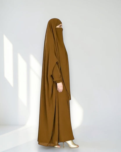 Full Length- Single Piece Jilbab With Adjustable Mouthpiece in Firdaus Fabric