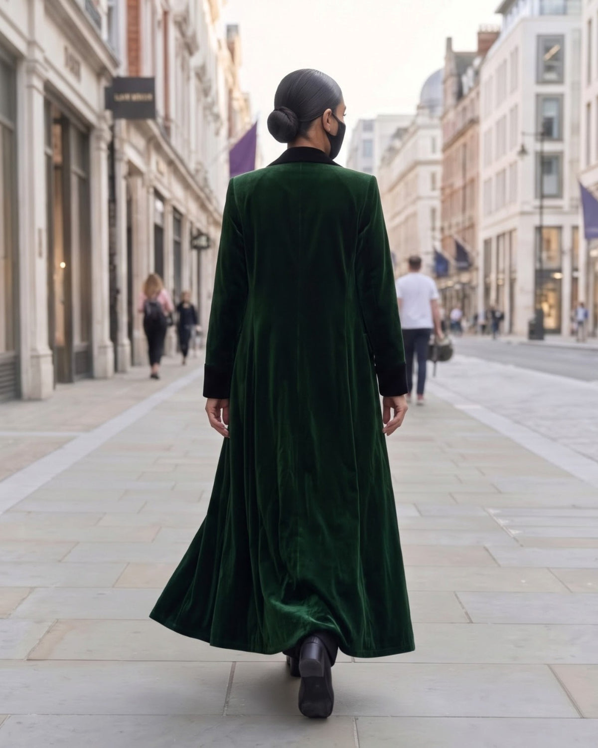 Trending Velvet Coat Abaya with Contrast Lapels