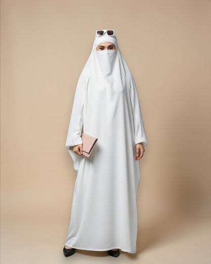 Full Length- Single Piece Jilbab With Adjustable Mouthpiece in Firdaus Fabric