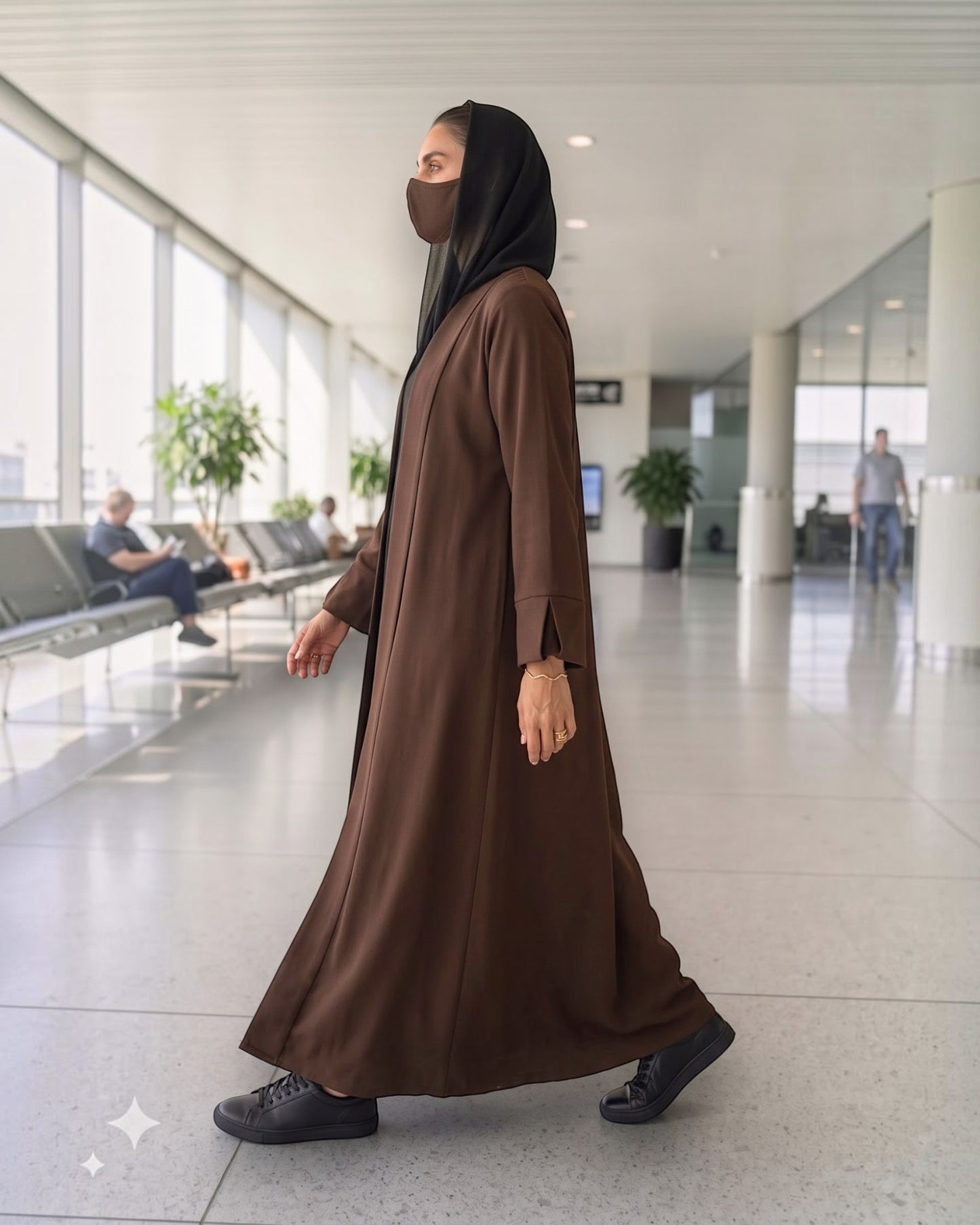 Open Abaya Shrug with Hijab & Optional Inner | open-abaya-shrug| Brown