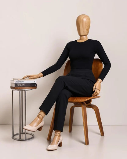 Straight-Fit Pull-On Trousers with Smooth Front & Elasticated Back