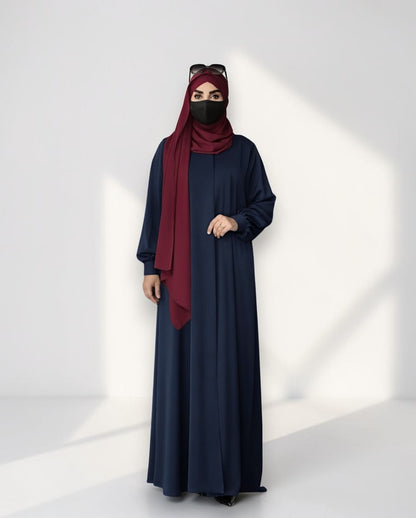 Blue Abaya for Women with Mandarin Collar