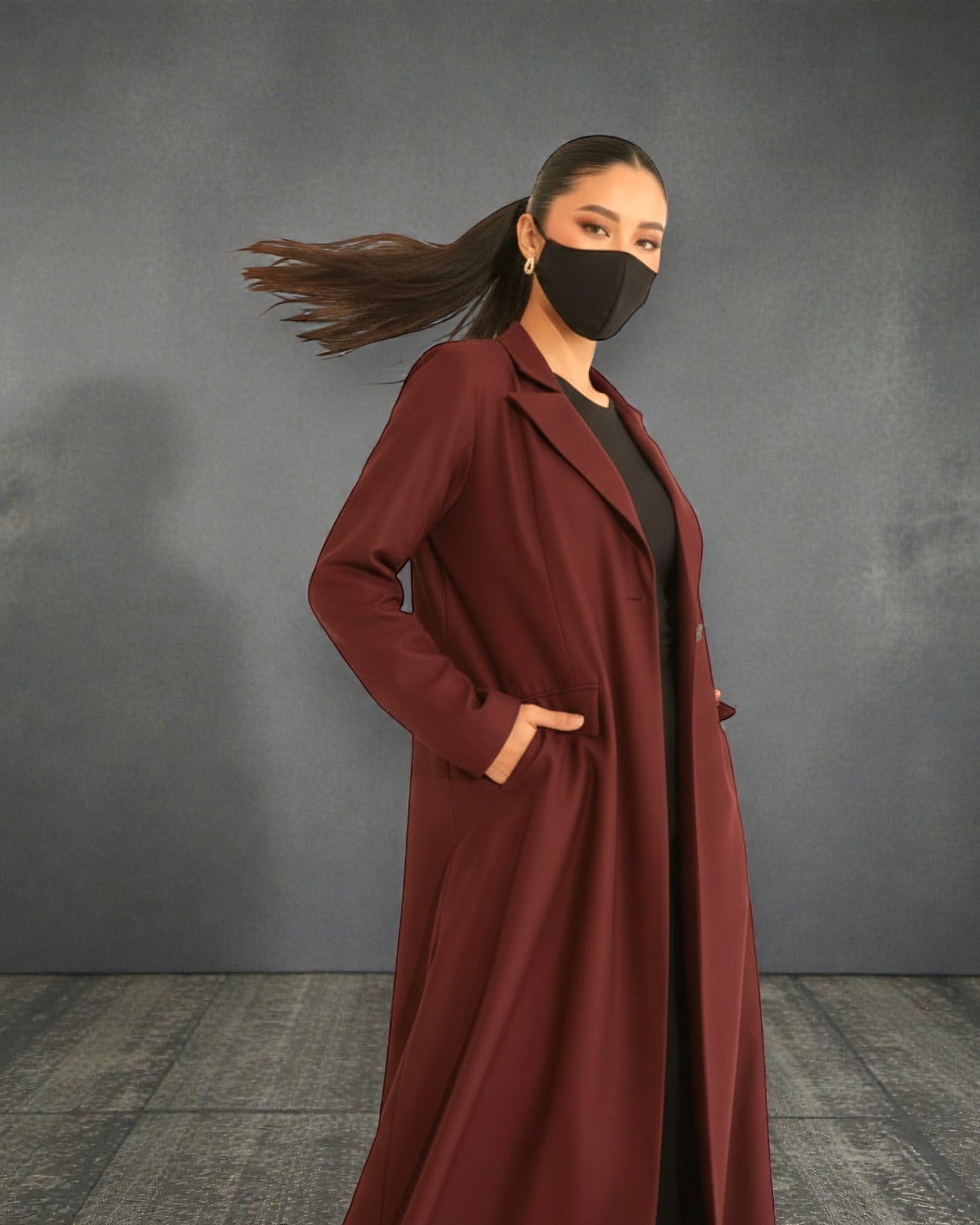 Trendy Mahram-Coat like Abaya in Flow Crepe Fabric