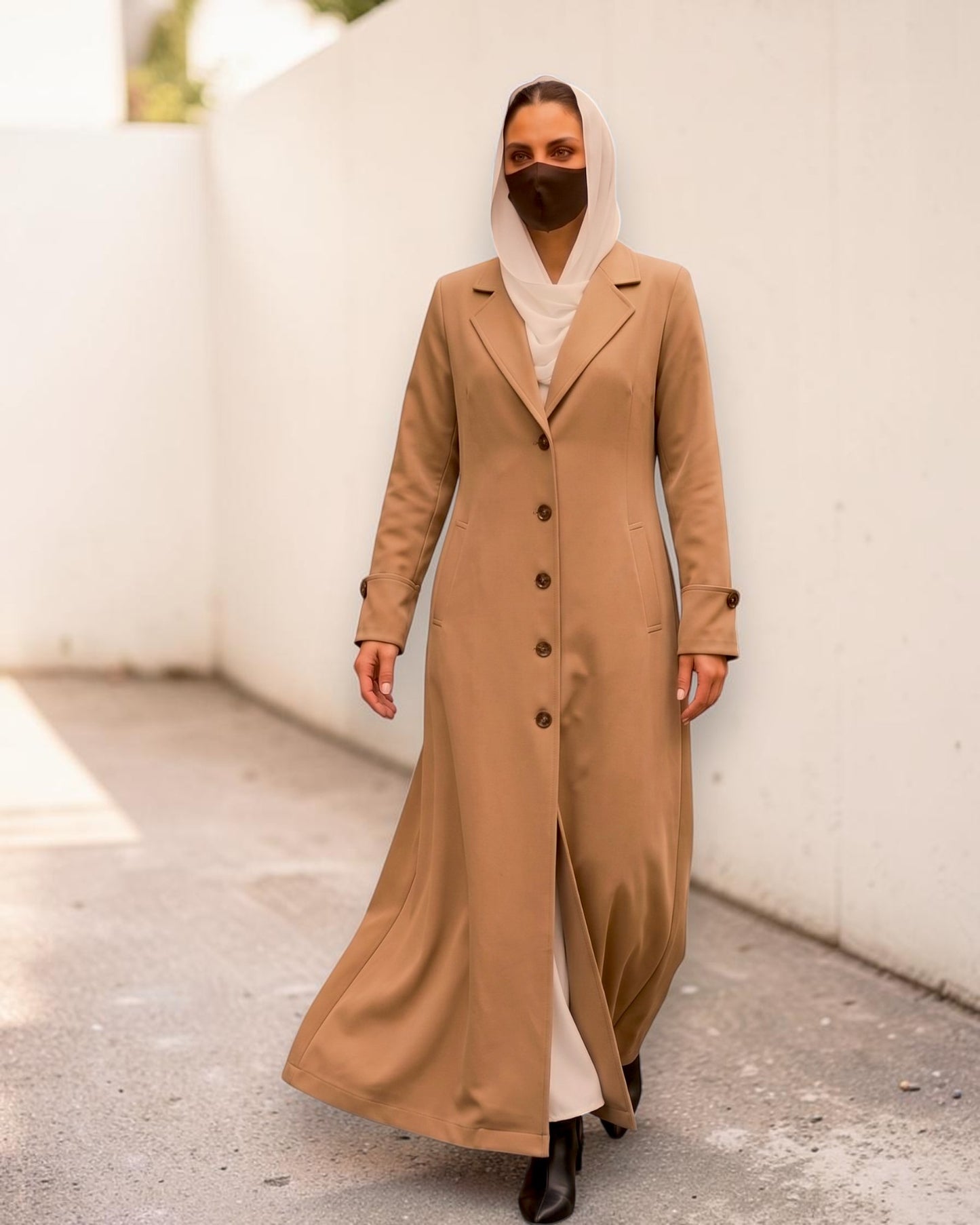 Abaya style long coat without Lining | Free Matching Hijab