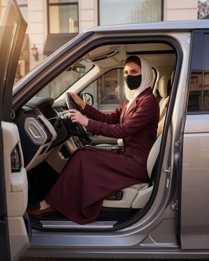 Executive Abaya Coat with Structured Shoulders (Maroon)