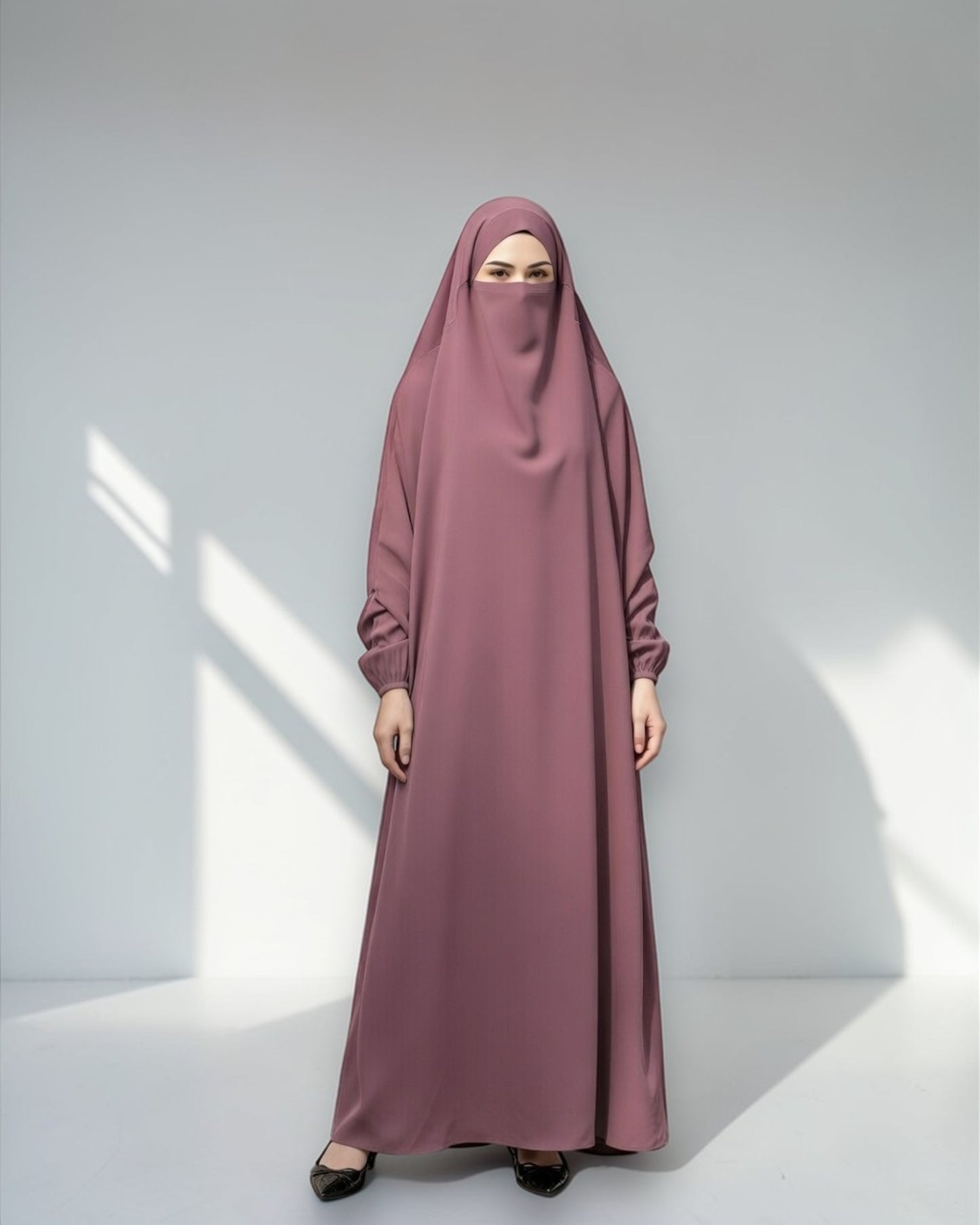 Full Length- Single Piece Jilbab With Adjustable Mouthpiece in Firdaus Fabric