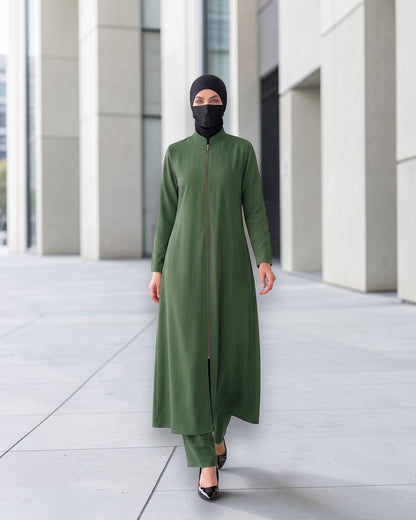 Modest Workwear Long Top with Hijab | Optional Pant |Jade Green