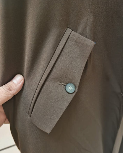 Executive Abaya Coat with Structured Shoulders (Brown)