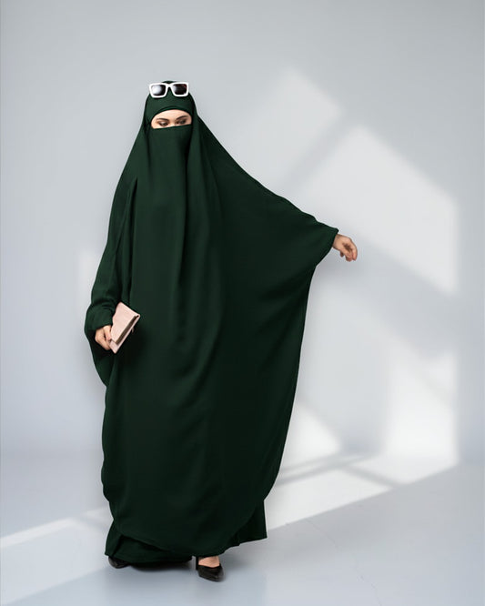 Full Length- Single Piece Jilbab With Adjustable Mouthpiece in Firdaus Fabric