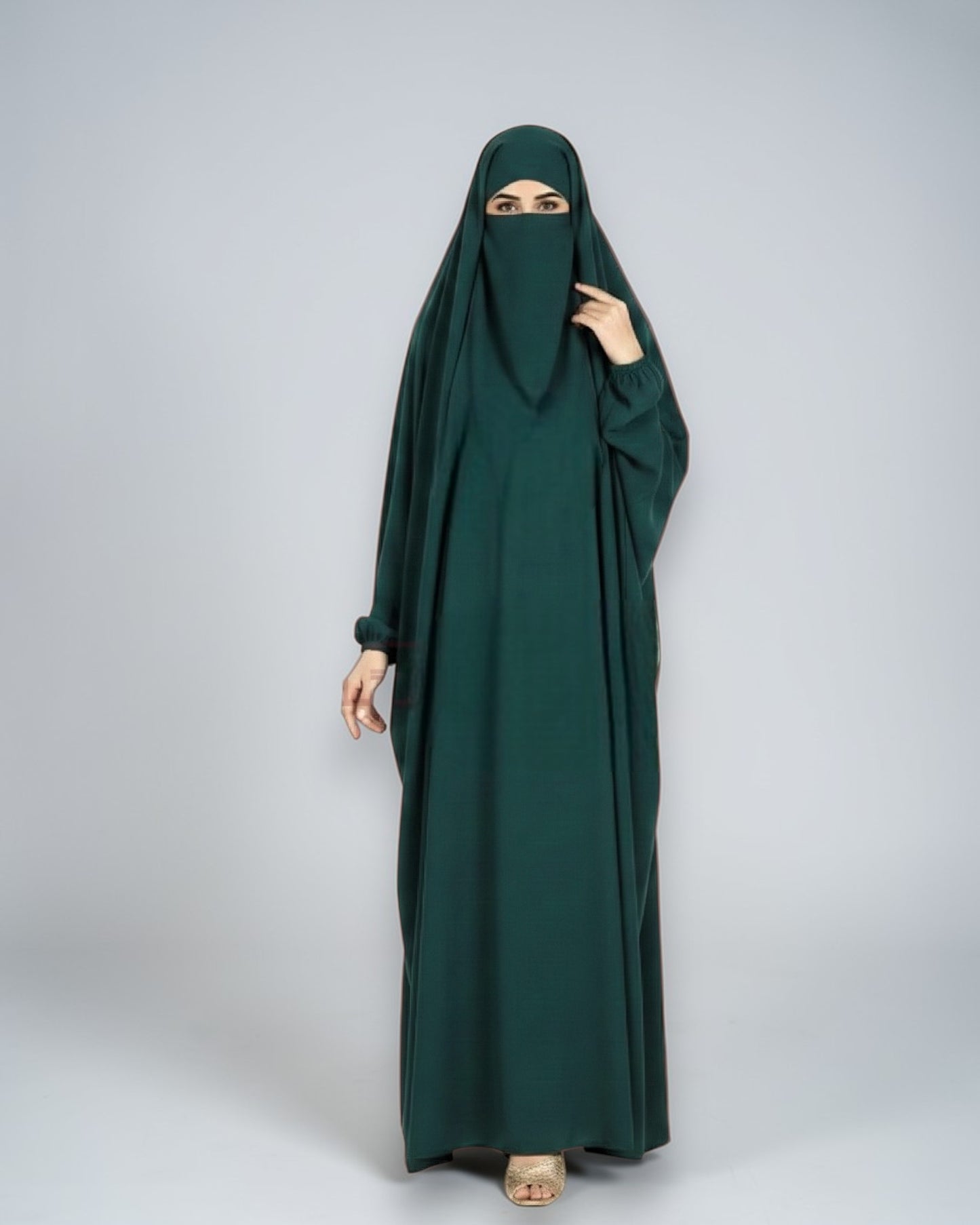 Full Length- Single Piece Jilbab With Adjustable Mouthpiece in Firdaus Fabric