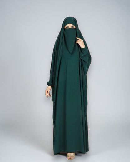 Full Length- Single Piece Jilbab With Adjustable Mouthpiece in Firdaus Fabric
