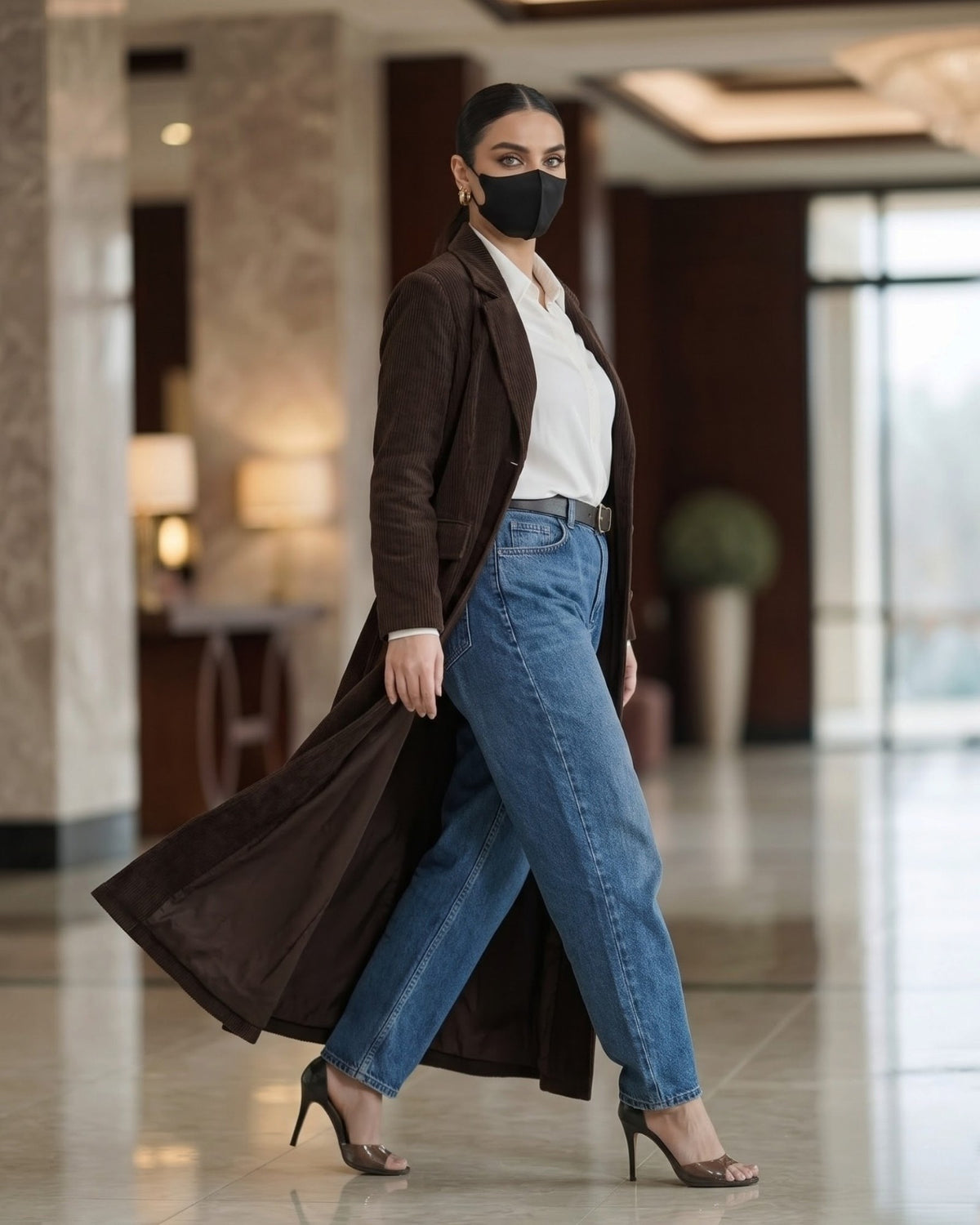 Executive Corduroy Modest Long Coat