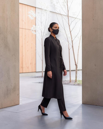 Business Suit for Women with Coat-Style Top | Optional Trouser & Hijab | Black