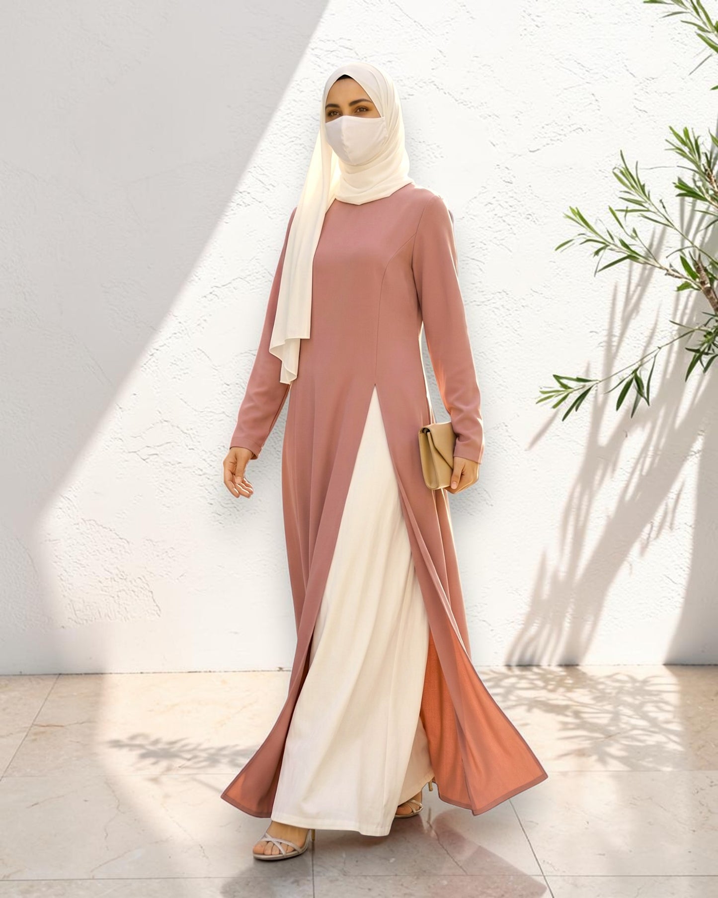 3 Pcs Set |Modest Co-Ord Set with Long Slit Top