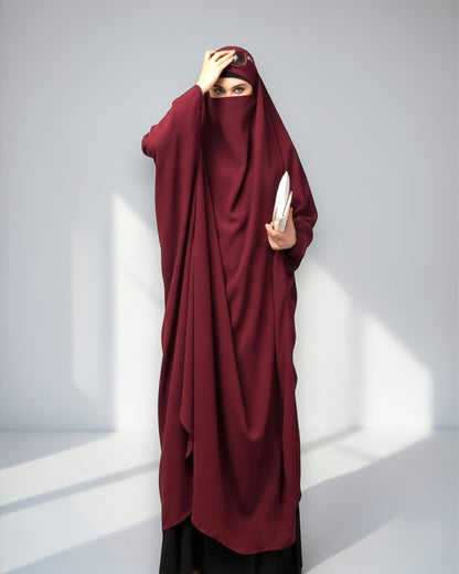 Full Length- Single Piece Jilbab With Adjustable Mouthpiece in Firdaus Fabric