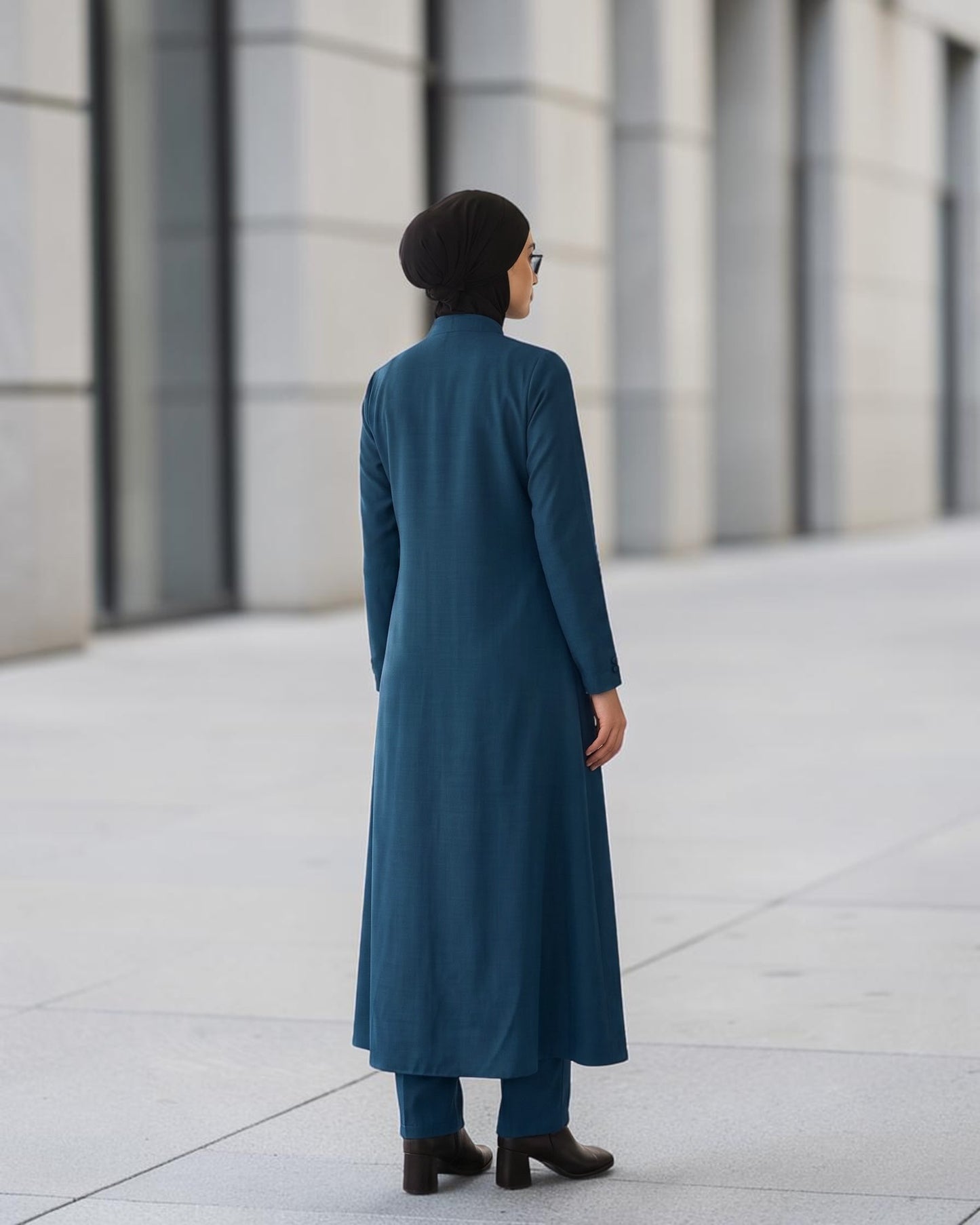 Modest Workwear Long Top with Hijab | Optional Pant |Dark Teal