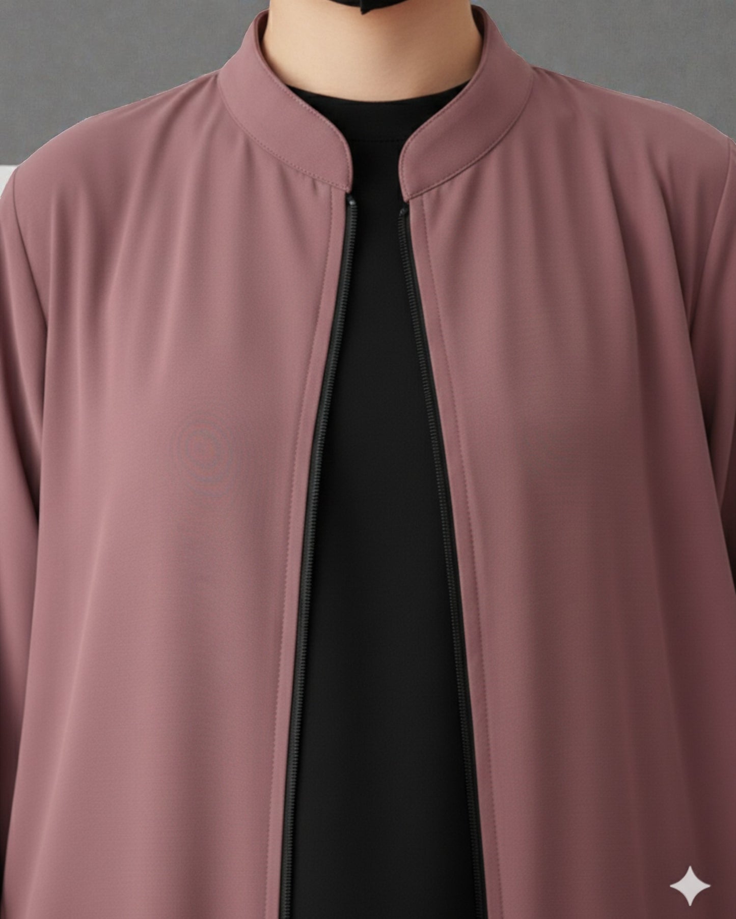 Front Open Abaya with Zipper Opening, Umbrella Flare and Matching Belt