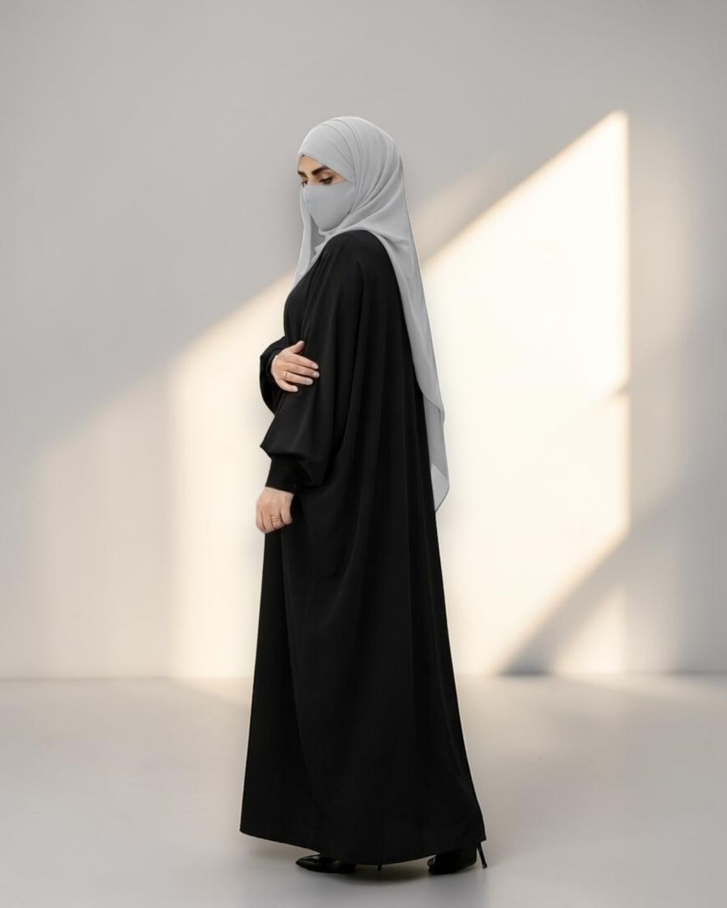Black Kaftan Abaya with Cuff Sleeves