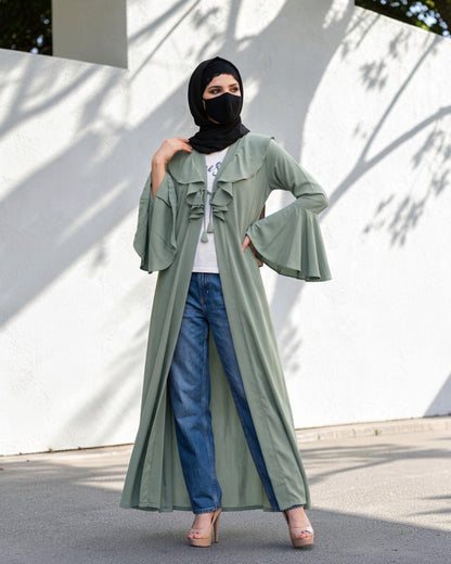 Layered Yoke Shrug for Abaya with Flared Bell Sleeves