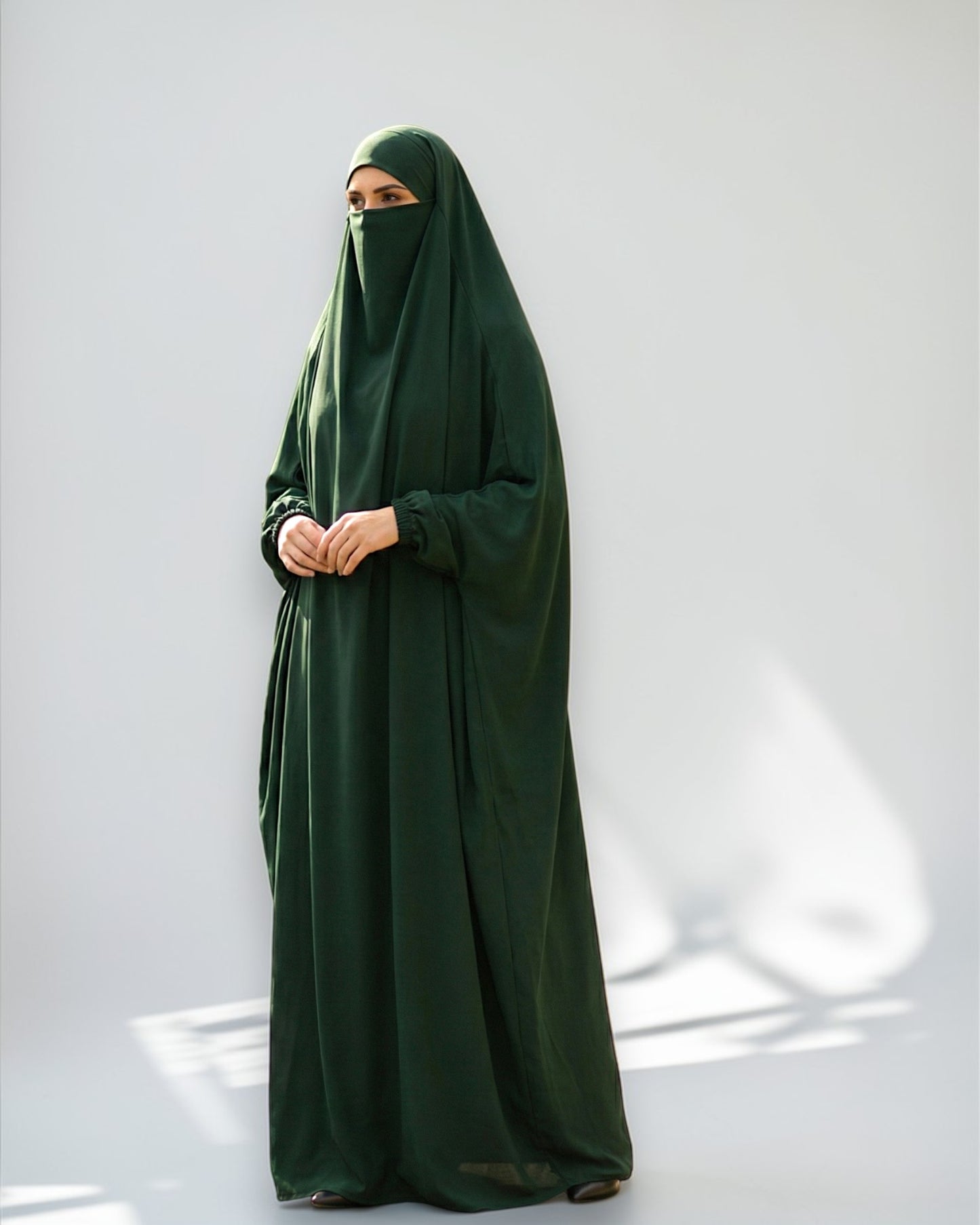 Full Length- Single Piece Jilbab With Adjustable Mouthpiece in Firdaus Fabric