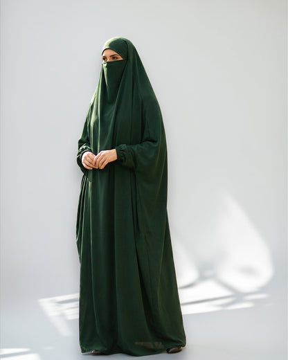Full Length- Single Piece Jilbab With Adjustable Mouthpiece in Firdaus Fabric