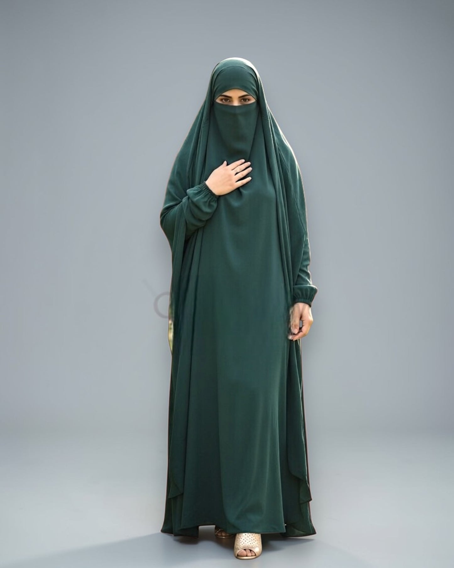 Full Length- Single Piece Jilbab With Adjustable Mouthpiece in Firdaus Fabric