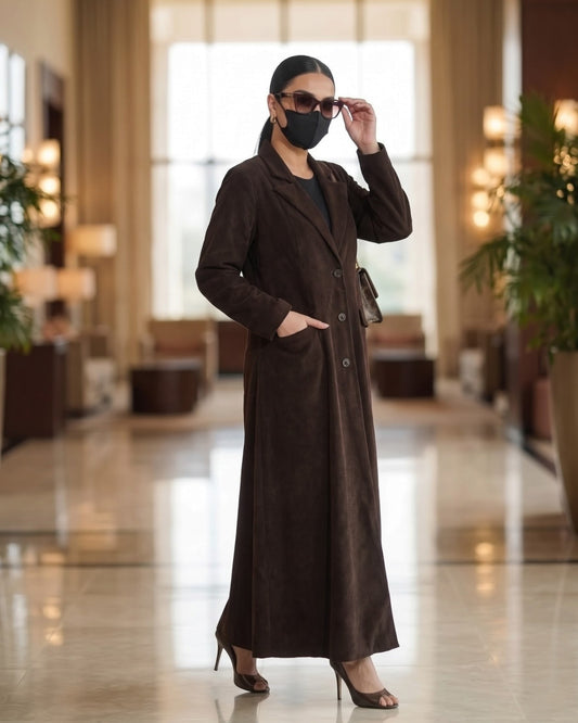 Executive Corduroy Modest Long Coat