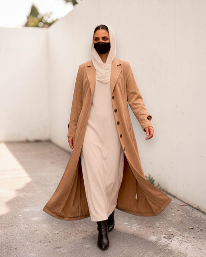 Abaya style long coat without Lining | Free Matching Hijab