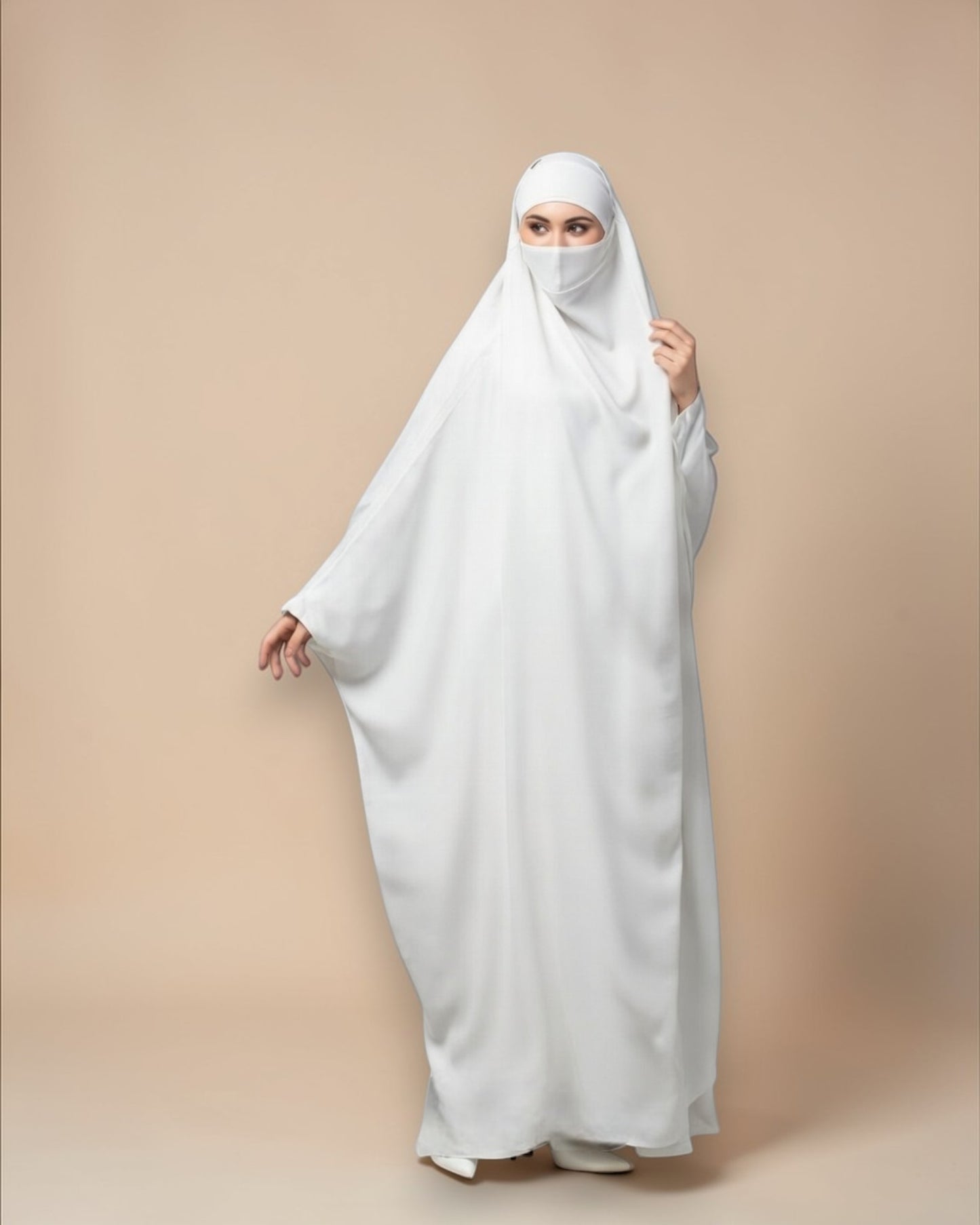 Full Length- Single Piece Jilbab With Adjustable Mouthpiece in Firdaus Fabric