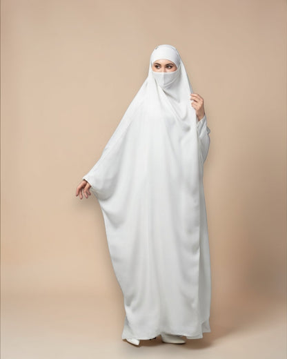 Full Length- Single Piece Jilbab With Adjustable Mouthpiece in Firdaus Fabric
