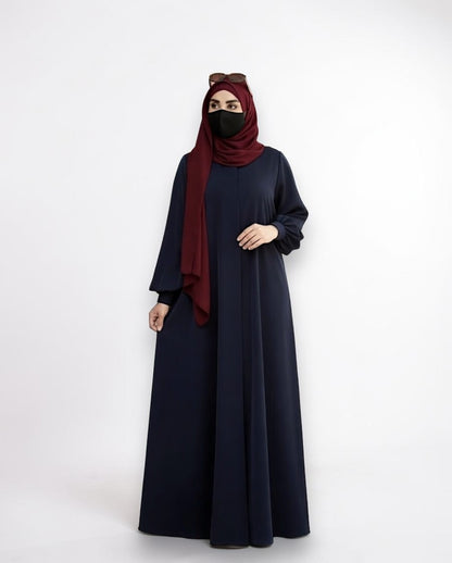 Blue Abaya for Women with Mandarin Collar