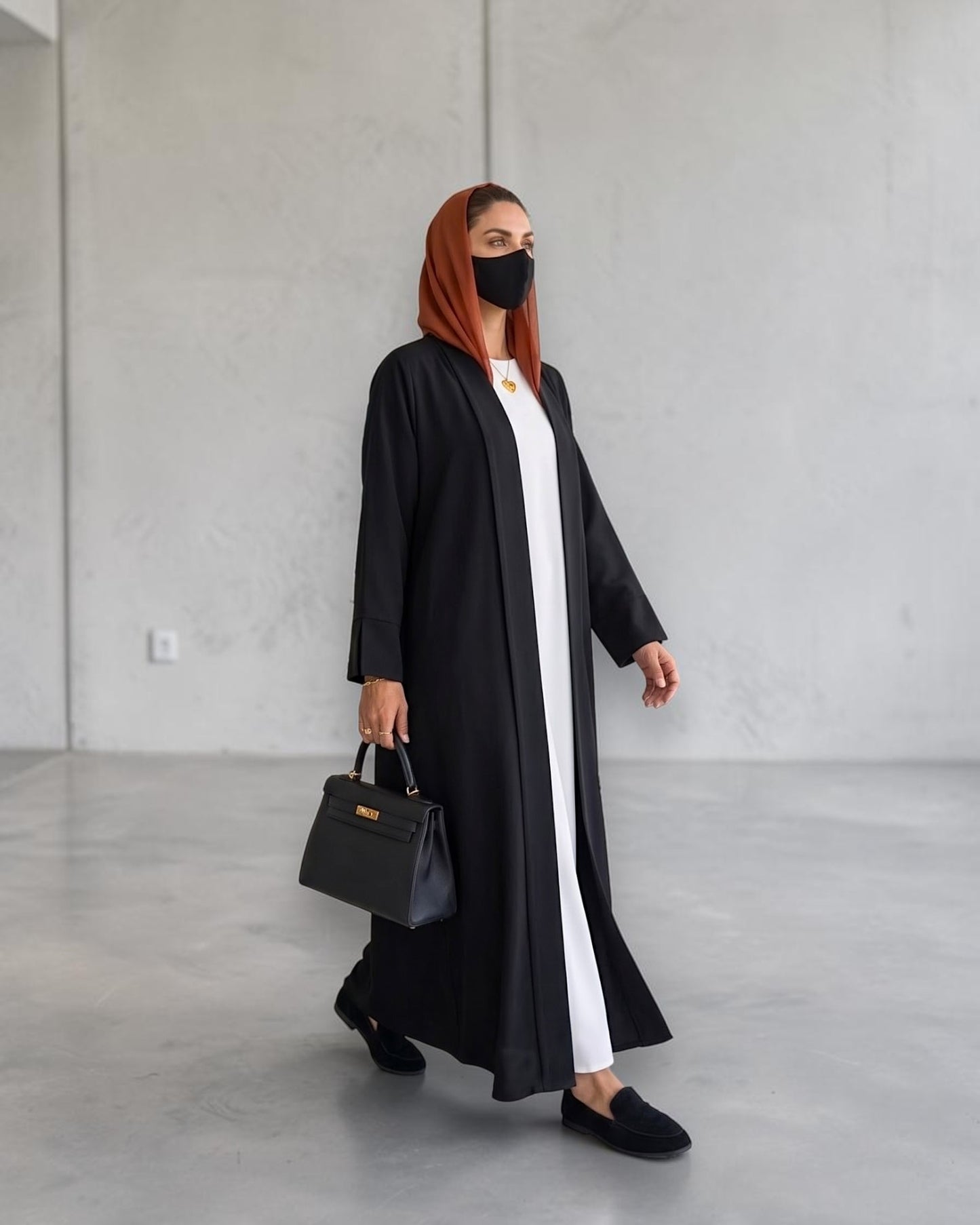 Open Abaya Shrug with Hijab & Optional Inner | open-abaya-shrug| Black