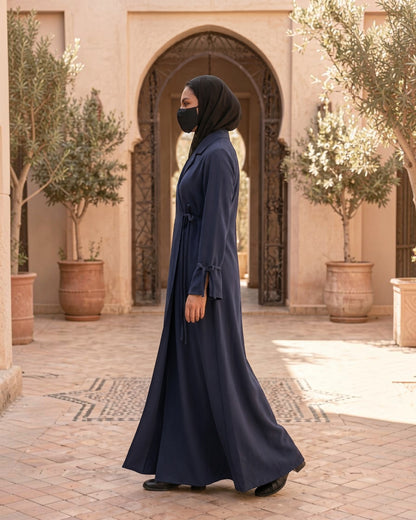 Designer Coat Abaya in Angrakha Style with Tie Ribbons